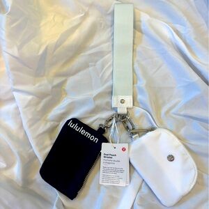 Lululemon Black and White Dual Pouch Wristlet Set Brand New